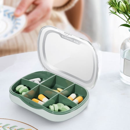 Portable Medication Organizer Box - 6 Compartment Pill Case, Sealed Moistureproof Travel Container for Pills & Tablets, Compact ABS Storage (3.94x2.76x0.78 in)
