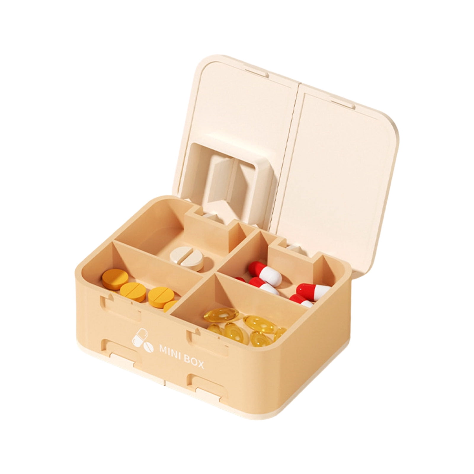Portable Medicine Organizers With Pills Cutter 2 Layers for Daily Doses ...