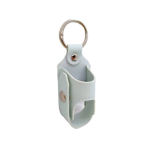 Portable Medicine Storage Inhaler Case with Metal Buckle Keychain, PU Leather Protective Sleeve for Backpack and Belt Attachment, 4x1 Inch Light Green