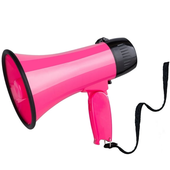 My Mealivos 20 Watts Portable Megaphone ABS Material Bullhorn with Volume Control, Siren and 240 Second Record-Rose