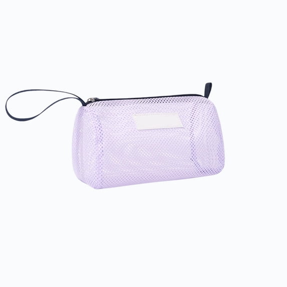 Portable Mesh Beach Storage Bag, Zipper Closure Polyester Pouch, For Swimming Goggles Toiletries Summer Supplies, Compact Travel Organizer Bag