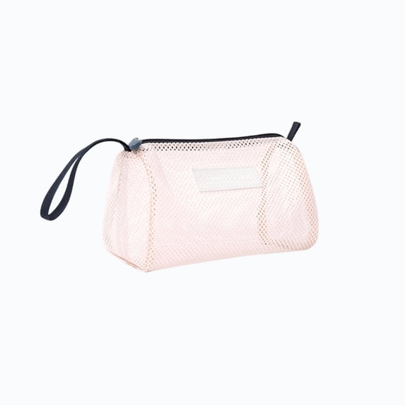 Portable Mesh Beach Storage Bag, Zipper Closure Polyester Pouch, For Swimming Goggles Toiletries Summer Supplies, Compact Travel Organizer Bag