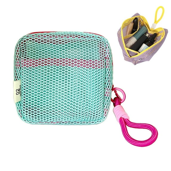 Portable Mesh Cosmetic Bag Dopamine Color Storage Makeup Case Mesh Storage