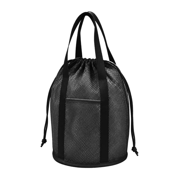 Portable Mesh Hanging Shower Caddy With External Pocket Sandproof Travel Tote Organizer For Gym Camping Bathroom Black