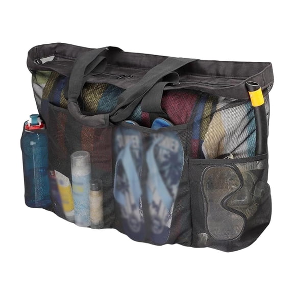 Portable Mesh Shower Caddy Cosmetic Bag for College and Dorm Use Large Durable Tote with 8 Pockets for Easy Storage and Organization