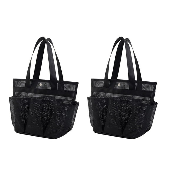 Portable Mesh Shower Caddy, Dorm Room Essential for Gym Travel Camping, Bathroom Shower Bag for Men and Women, 2-pack,Black