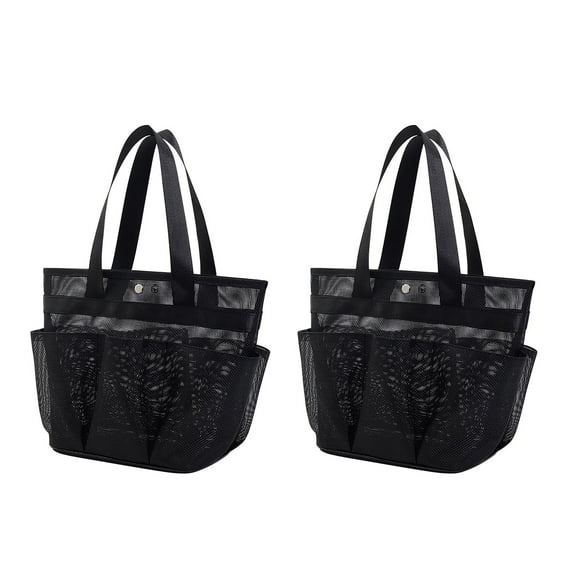 Portable Mesh Shower Caddy, Dorm Room Essential for Gym Travel Camping, Bathroom Shower Bag for Men and Women, 2-pack,Black