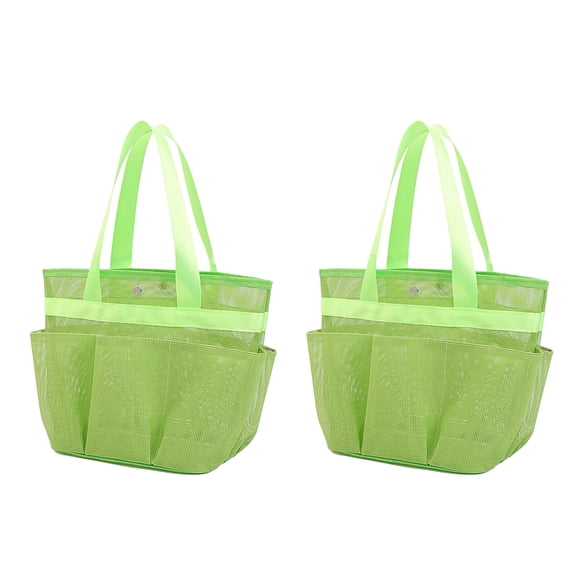 Portable Mesh Shower Caddy, Dorm Room Essential for Gym Travel Camping, Bathroom Shower Bag for Men and Women, 2-pack，Green
