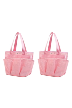 Portable Mesh Shower Caddy, Dorm Room Essential for Gym Travel Camping, Bathroom Shower Bag for Men and Women, 2-pack,Pink