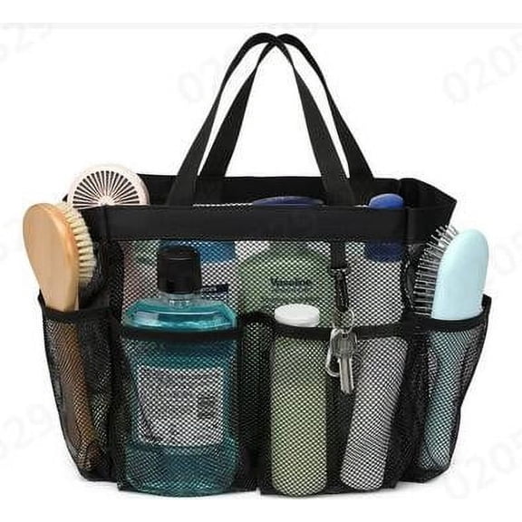 Portable Mesh Shower Caddy Large Durable Bathroom Tote Bag with Multiple Pockets for College Dorm Organization
