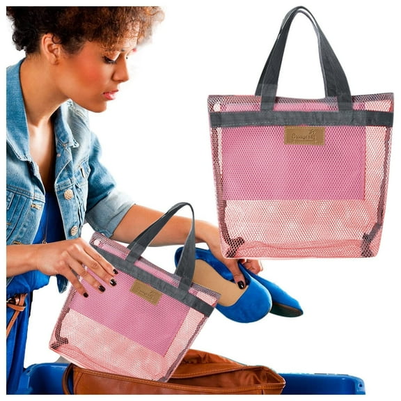 Portable Mesh Shower Caddy Tote Cosmetic Bag Hanging Toiletries Organizer For College Dorm Beach Travel Camping With Zipper Closure