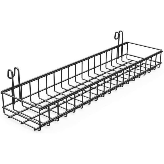 Portable Metal Farmhouse Wall Decor Storage Organizer Basket Bin with Handles for Hanging in Entryway, Mudroom, Bedroom, Bathroom, Laundry Room - Wall Mount Hooks Included