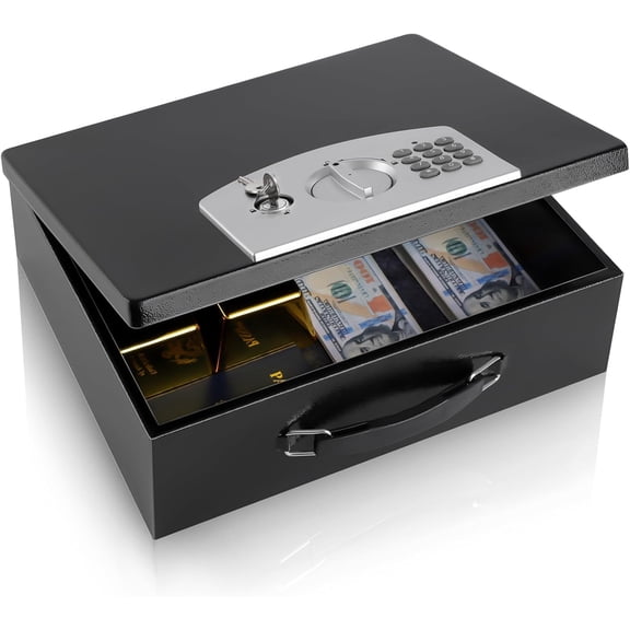 Portable Metal Fire Resistant Safe Box with Digital Keypad Lock Large Black Bestseling