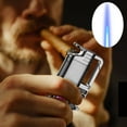 thumbnail image 1 of Portable Metal Gas Lighter Keychain, Multiclor Inflatable Lighter with Transparent Chamber, Windproof Adjustable Flame Lighter with Night Light Direct Blue Flame Keychain Pendant Ligher(without gas), 1 of 7