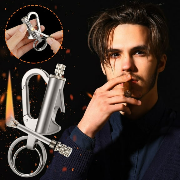 Portable Metal Keychain Lighter Refillable Fire Starter Survival Tool for Camping Hiking Emergency Kits Outdoor Gear