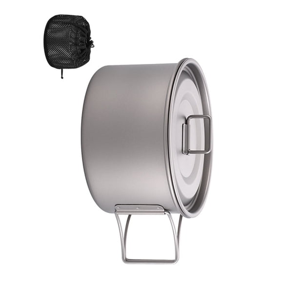 Metal Lunch Box for Commuting Travel Camping Cookware Outdoor Cooking Pots with Lid and Folding Handle Container