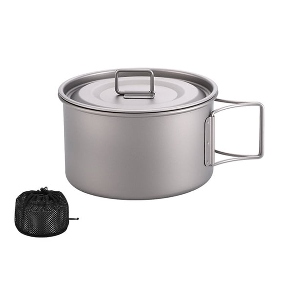 Metal Lunch Box for Commuting Travel Camping Cookware Outdoor Cooking Pots with Lid and Folding Handle Container