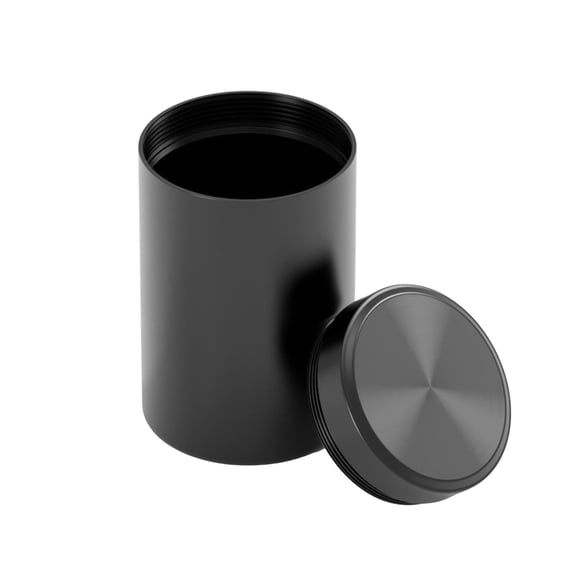 Portable Metal Pill Case, 7.6 Oz Heavy Duty Round Alloy Container, 3.6 × 2.2 Inch Multi Purpose Pocket Storage Box for Loose Tea, Durable Moisture-Proof Storage Container for Dry Foods,Black
