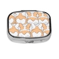 thumbnail image 1 of Portable Metal Square Pill Box 2-Compartment Mini Pocket Pill Case for Travel Purse, Funny Dogs Welsh Corgi, 1 of 5