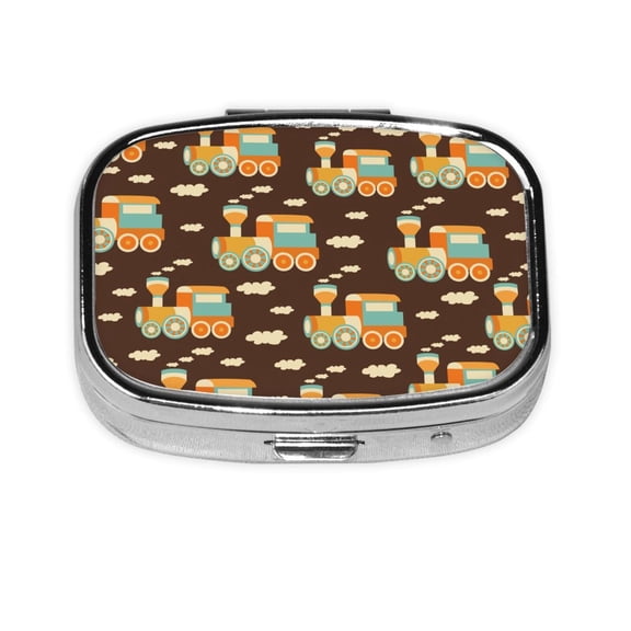 Portable Metal Square Pill Box 2-Compartment Mini Pocket Pill Case for Travel Purse, Train Fun