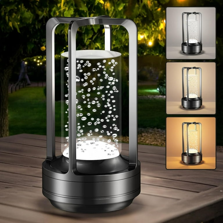 Portable Metal Table Lamp, 2000 mAh Rechargeable Outdoor Table