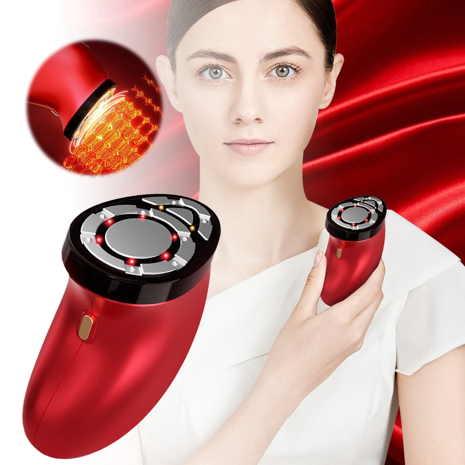 Portable Microcurrent Facial Lift Massager with Red Light Rechargeable Aging Skin Device for Home Use
