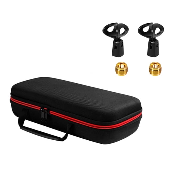 Portable Microphone Carrying Case Microphone Holder Adapter for Double Wireless Systems Keeps Organized and Safe