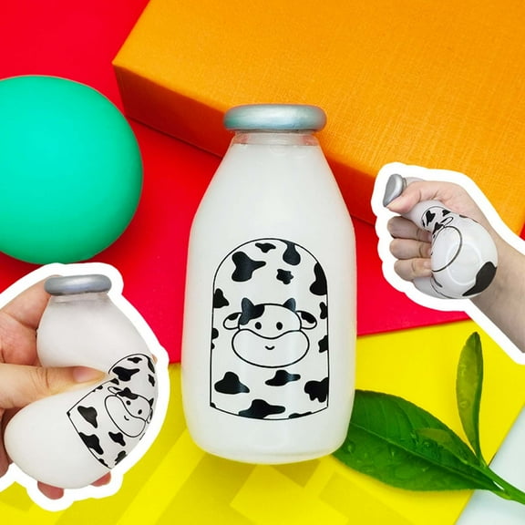 Portable Milk Bottle Squeeze Toys for Stress Relief Adults, Soft Sensory Fidget Toys for Anxiety Relief Office Home, Cute Squeeze Toys