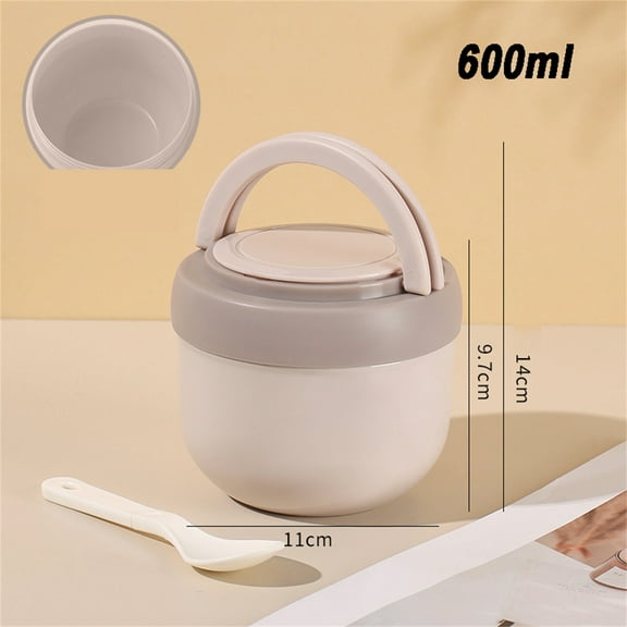 Portable Milk Cereal Cup with Lid & Built-in Spoon, 11oz Leak-Proof Breakfast Container for Oatmeal, Soup, Yogurt, Ideal for Office, Travel, Commute, BPA-Free Plastic, Easy Carry Handle(Gray)