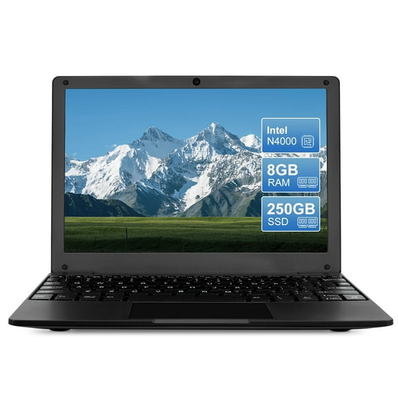 Portable Mini 10.1inch Education Laptop Computer, Windows11 Netbook, Intel Celeron N4000 CPU 8GB RAM 250GB SSD HD IPS Screen, Laptop Computer for Learning, Office Work