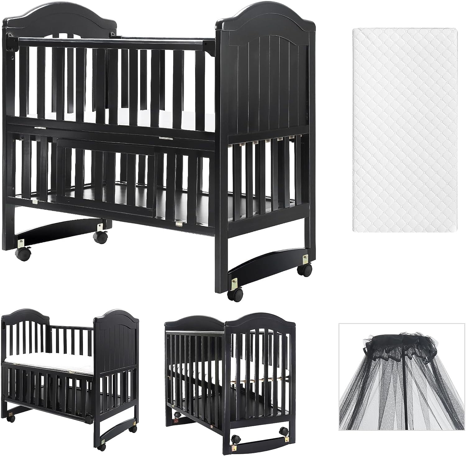 Portable Mini Baby Crib 6in1 Convertible (Mattress and Mosquito Net