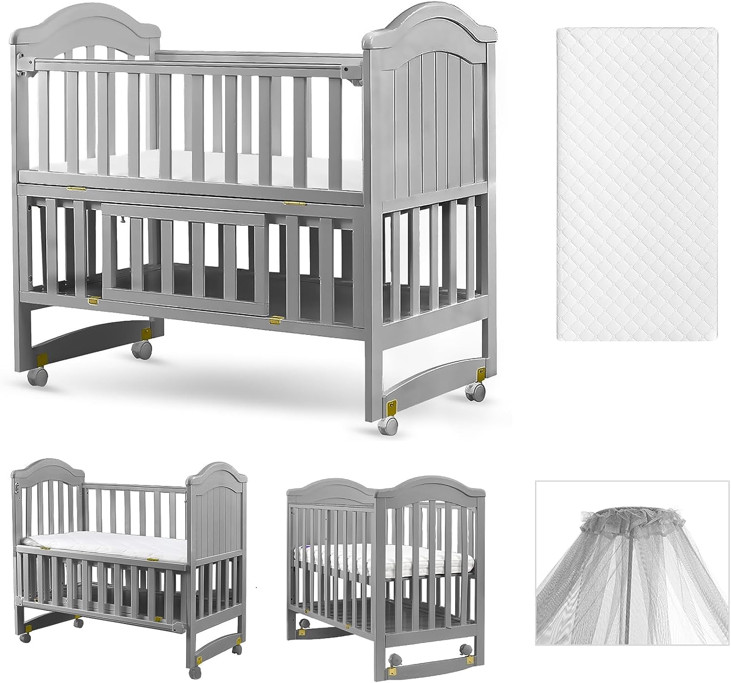 Portable Mini Baby Crib 6in1 Convertible (Mattress and Mosquito Net