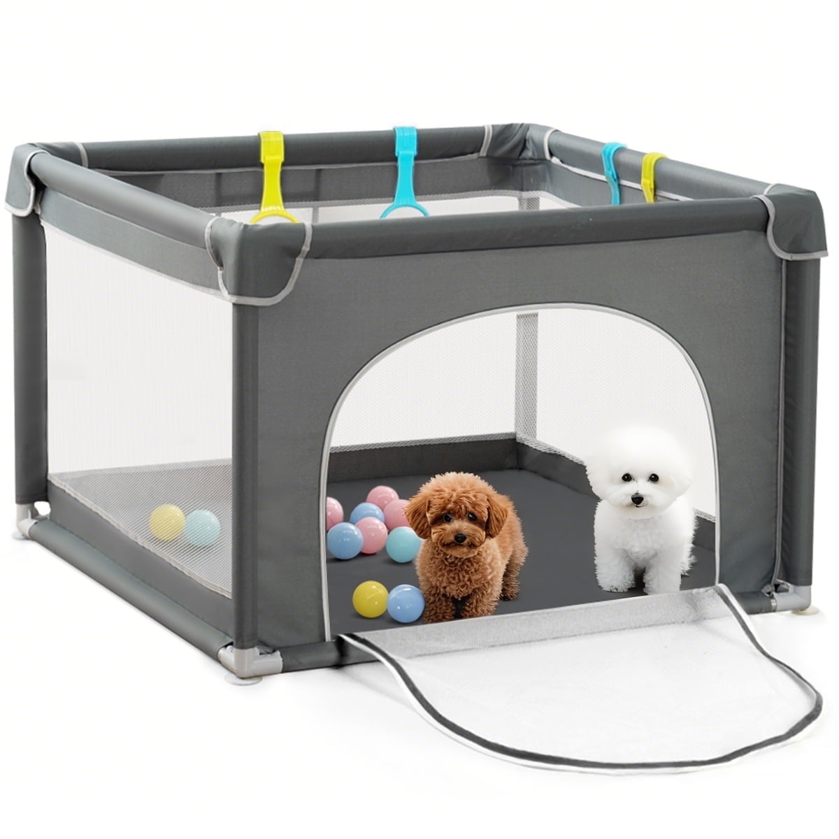 Dog Playpen, 36x36x27inch Puppy Playpen with Gate,for