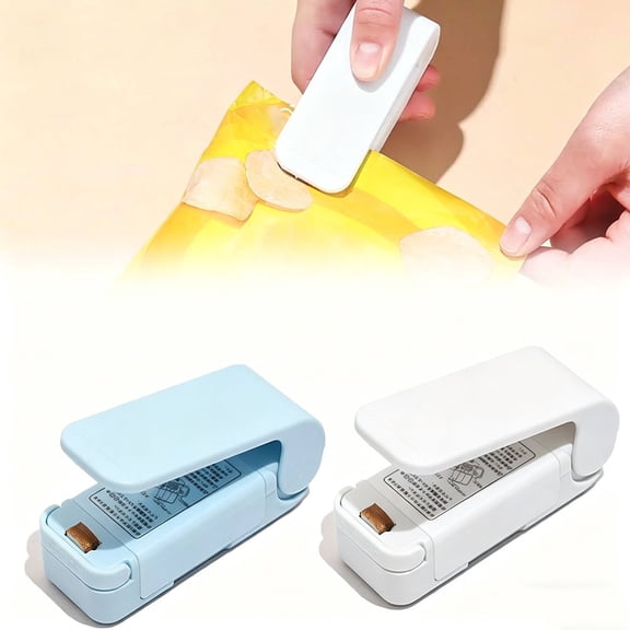 Portable Mini Bag Sealer with Cutter, Handheld Heat Sealer for Plastic Snack Bags, Kitchen Food Tool for Chip Cereal Storage, Modern Indoor Home Gadget for Freshness, 1.3" x 1.38" x 3.54", KTFgvq