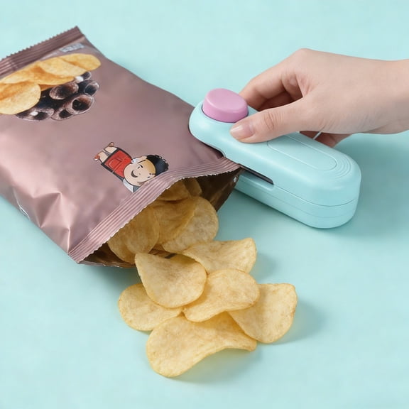 Portable Mini Bag Sealer, Plastic Bag Food Storage Sealing Machine, Handheld Heat Sealer for Snack Packaging - Blue