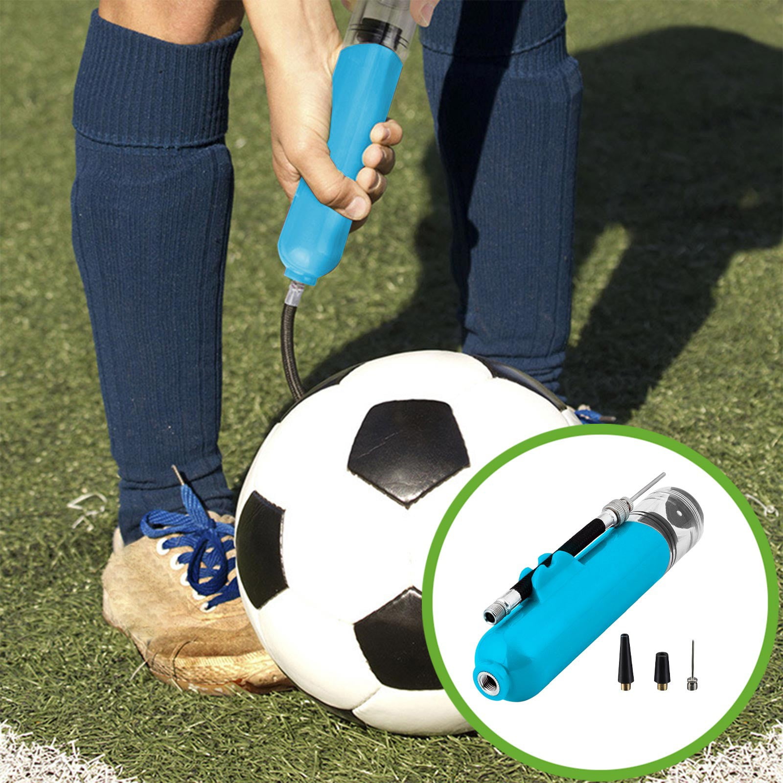 Portable Mini Ball Inflator - Bidirectional Pump for Football Basketball Volleyball, High Pressure Hand Pump with Air Needle, Compact & Lightweight (5.91x1.97x1.38in) - Red/Black/Yellow/Blue/Green