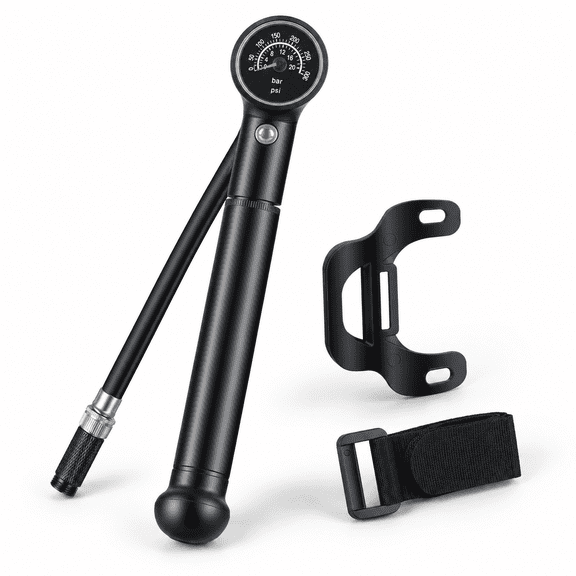 Portable Mini Bicycle Shock Pump, 300psi, Dual Valve Compatibility