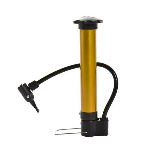 Portable Mini Bike Pump - Yellow Manual Hand Pump for Bicycle, Basketball, and Inflatables (8 Inch)