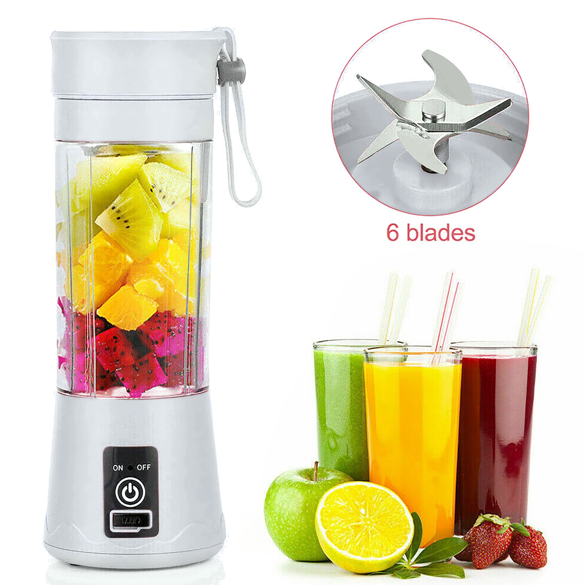 Portable Mini Blender USB Rechargeable Fruit Juice Blender,Shakes Smoothie Blender-6 Blades,Mini Travel Personal Blender,Household Mixer For Juicing Vegetables Meat Crushed Ice-Easy Clean