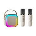 thumbnail image 1 of Portable Mini Bluetooth Karaoke Speaker with 2 Wireless Microphones, Stereo Deep Bass Voice Changer Small Rechargeable Singing Machine for Family Party Travel Outdoor Kids Birthday, 1 of 9