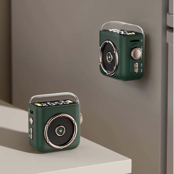 Portable Mini Bluetooth Speaker With Magnetic Back Clip, Night Light & Time Display, Portable Retro Audio Dock For Home, Outdoor And Travel (1PC, Gray)