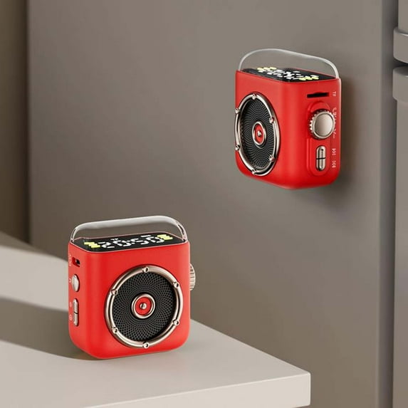 Portable Mini Bluetooth Speaker With Magnetic Back Clip, Night Light & Time Display, Portable Retro Audio Dock For Home, Outdoor And Travel (1PC, Green)