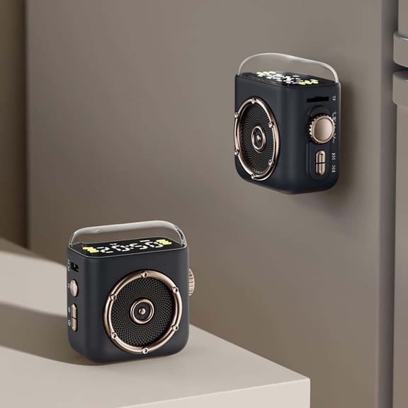 Portable Mini Bluetooth Speaker With Magnetic Back Clip, Night Light & Time Display, Portable Retro Audio Dock For Home, Outdoor And Travel (1PC, Pink)