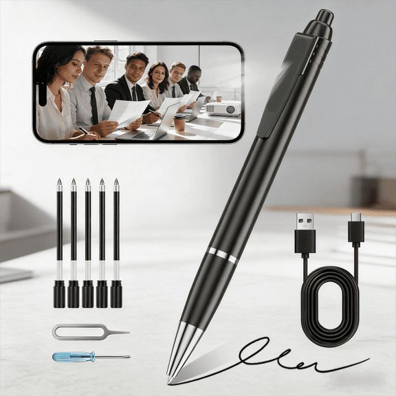 Portable Mini Body Camera Pen 64GB - 1080P HD Loop Recording, Long Battery Life Easy-to-Use Recorder for Business Meetings & Courses
