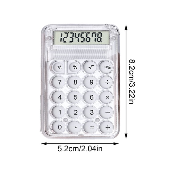 Portable Mini Calculator, 8-Digit Transparent Counter, Silent Pocket Math Assistant for Schoolwork and Office Organization, Compact and Stylish (3 In)