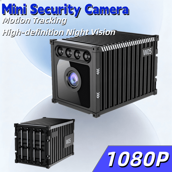 Portable Mini Camera (Black)- 1080P WiFi Cam, Night Vision Motion Detection, APP Remote View & 128GB SD Supported