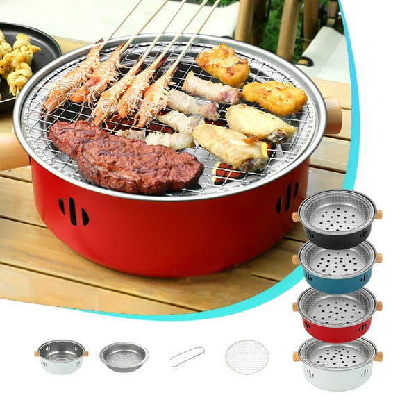 Portable Mini Charcoal Barbecue Grill,Compact Charcoal BBQ Grill,Multifunctional Charcoal Grill Smokeless Round Tabletop Charcoal Grill for Indoor Outdoor Cooking Home Party Picnic Camping
