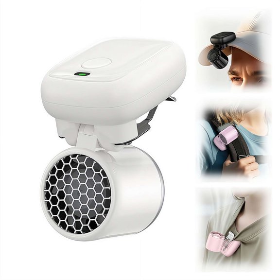 Portable Mini Clip-On Fan with Reinforced Metal Clip, USB-C Rechargeable, for Hats, Backpacks