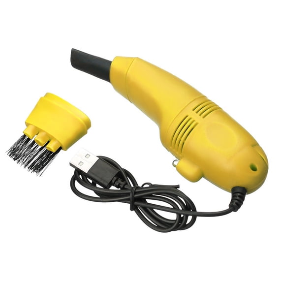 Portable Mini Computer Vacuum Keyboard Brush USB Keyboard Cleaner Computer Vacuum Cleaning Kit Tool Remove Dust Cleaning Brush Yellow