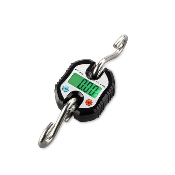 Portable Mini Crane Scale 150 kg / 300 lb Heavy Duty Digital Hanging Scales LCD Display with Backlight for Home Farm Hunting Outdoor Black